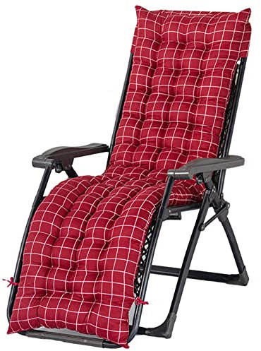 Auflagen für Gartenliegen, Sonnenliegen-Auflage, Waschbar, Polyester, Polster Stuhlkissen Liegenauflagen für Klappstühle, Relaxliegenauflage für Reisen, Urlaub, Inn(Size:48 x 155 cm,Color:Plaid Rot)