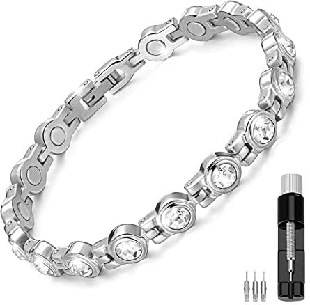 Magnetarmband für Damen Titanstahl Magnetisches Armband mit Entfernungswerkzeug Kristall Titan Armreif für Damen Herren Frauen Geburtstag Jubiläum Schmuck Geschenk, Verstellbare Größe