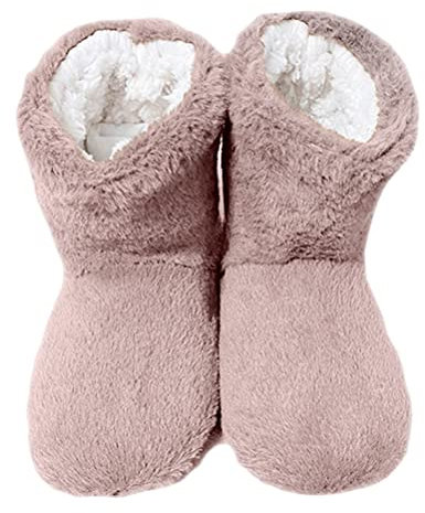 Minetom Damen Korallen Samt Schön Modisch Innen Hausschuhe Herbst Und Winter Bodenschuhe Warm Bleiben Bequem Weich Ruhig rutschfest Slipper Stiefel A Rosa 41/42 EU