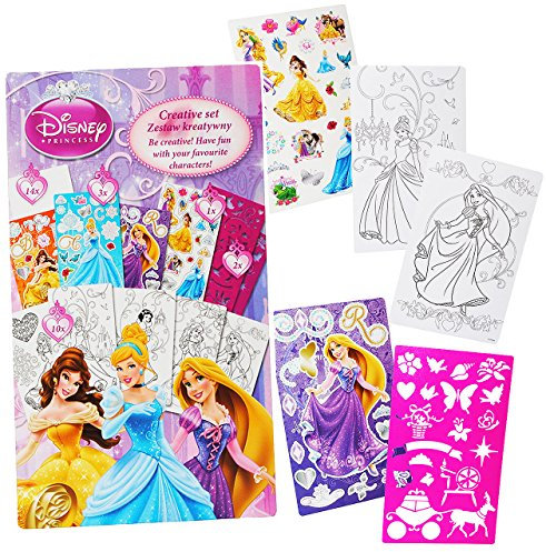 Malbuch/Malset - Princess - Prinzessin mit Schablonen + Sticker/Aufkleber + Motiv Papierbögen - Malvorlagen zum Ausmalen Malspaß - für Mädchen Kinder ..