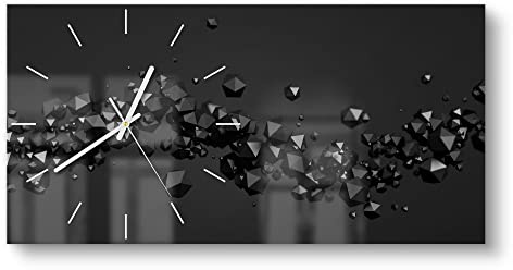 DEQORI Glasuhr | vertikal 60x30 cm | Motiv Geometrische Kometen | große XXL Design Uhr aus Glas | leise Wanduhr für Wohnzimmer & Küche | moderne Hingucker Uhr für die Wand
