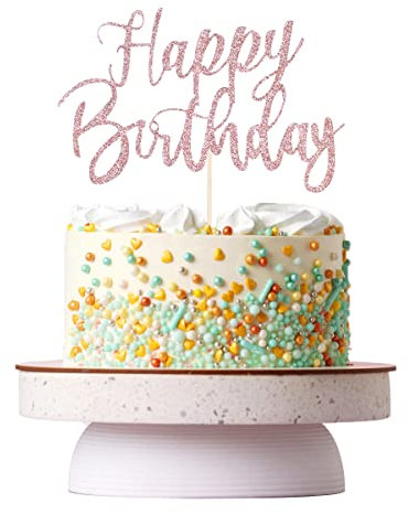 VICDUEKG Handmade Glitter Happy Birthday Tortendeko, Kuchen Deko Cake Topper Happy Birthday, Geburtstag Party Dekoration Zubehör (Rose Gold)