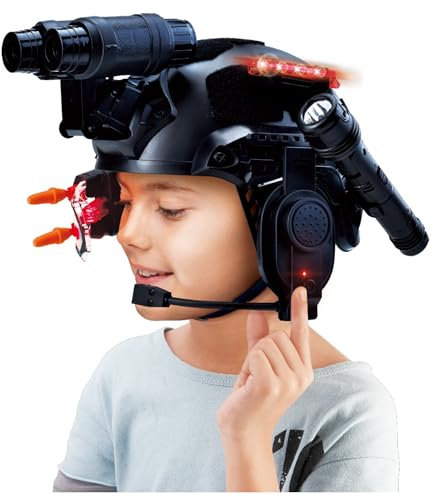 Polizei Kinder Spielzeug Soldat Armee SWAT Helm Commander Set Enthält abnehmbare Zubehör-Taschenlampe, Megaphon-LED-Zielfernrohr, Dart-Spielzeugpistole und 4 Ferngläser, für stundenlangen Spaß beim