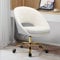 HULALA HOME Chaise Bureau Moderne, Ergonomique, Velours, Blanc, Roulette Dorée, Dossier Bas Réglable, Confortable, Bureau, Chambre