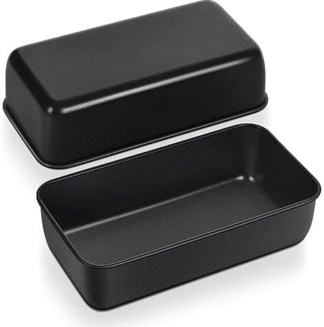 HaWare 2 lb Loaf Tin, Stainless Steel Bread Tin Set of 2, Non-Stick Loaf Pan for Baking Banana Bread/Cake/Meatloaf/Lasagna, 23.5 x 12.5 x 6.5cm, Healthy & Non-Toxic, Rust Resistant - Black