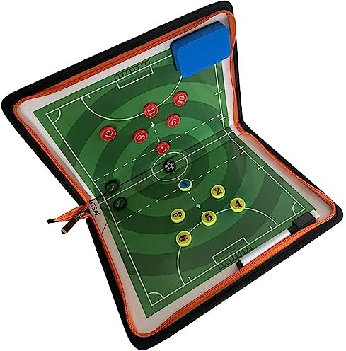 SIDID Pizarra Entrenador de Futbol Sala Pequeño Portátil Carpeta Táctica Magnético, Pizarra Futbol Entrenador con Imanes, Bolígrafos y Borradores - 42 cm x 28 cm