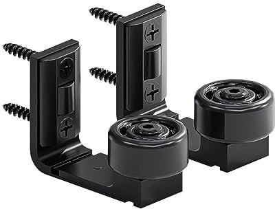 Wolfbird Adjustable Sliding Door Floor Guide, Universal Style,Wall Mounted Barn Door Floor Guide Roller Bottom Bracket, Suitable Door Thickness 2.5cm-6cm, Black(2PCS