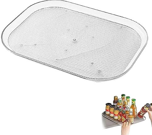 Lyoveu Bandeja Giratoria Nevera Rectangular,Organizador De Tocadiscos Lazy Susan,Estante De Bandeja De Almacenamiento Rectangular para Organizador De Cocina, Despensa, Nevera, Encimera