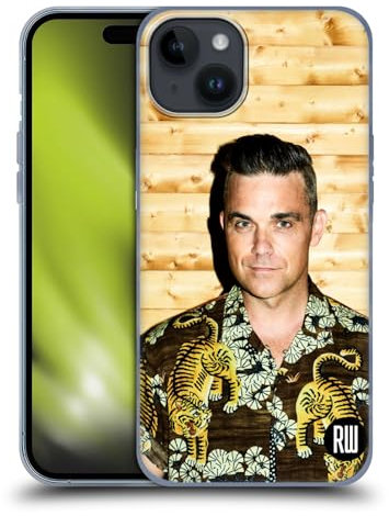 Head Case Designs Offizielle Robbie Williams Tiger Drucke Shirt Kalendar Soft Gel Handyhülle Hülle kompatibel mit Apple iPhone 15 Plus