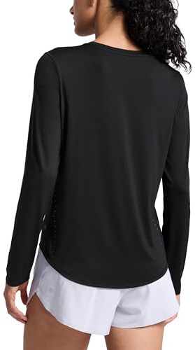 CRZ YOGA Leichtes Crewneck Langarmshirt | Workout, Feuchtigkeitsableitend, Classic Fit, Hüftlang, Reflektierende Details, Sportshirt Langarm für Damen