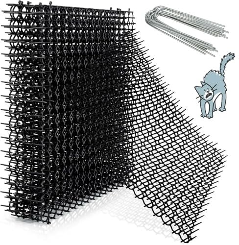 8 Piezas 39cm*29cm Pinchos Anti Gatos Alfombrilla de Gato con Pinchos Anti Gatos con 8 Grapas para Jardin, Alfombrilla Anti Gatos Evita Que Las Mascotas se Acerquen para Jardín Balcón