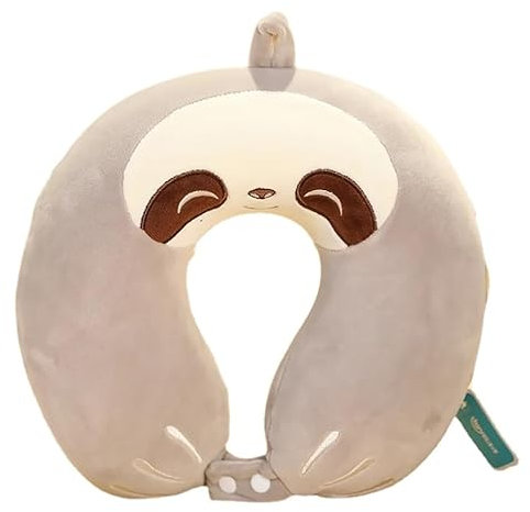 Reisekissen Tierbild Memory Foam U-förmiges Nackenkissen Gefülltes Plüsch Weiches Katzenkissen für Zuhause, Büro, Camping, Reisen, Schlafen, Frauen (Faultier)