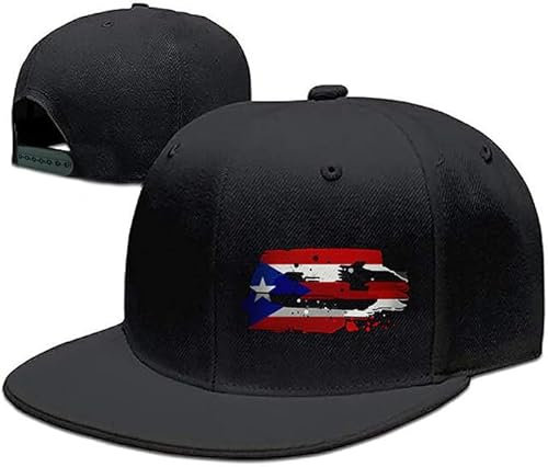 Totenkopf Rose Hut Horror Skelette Handkappe Verstellbar Snapback Hut für Männer Flat Bill Baseball Cap für Jungen Snap Rucksack Cool, PUERTO RICO Fahne, 1