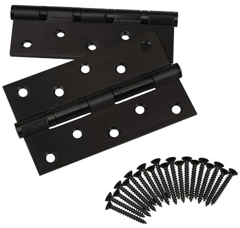 SOTECH 4 Stück Türbänder 127 x 76 x 2,5 mm Aufschraubband Edelstahl SS304 schwarz kugelgelagert mit Edelstahlschrauben Tragkraft 75 kg Scharnier für Innen- und Außenbereich Scharnier