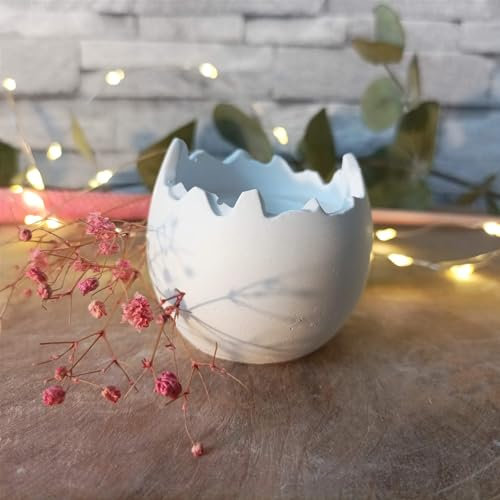 Kerzenhalter Ostern - Eier Schale - Stabkerzenhalter - Osterdeko - weiß - aus Raysin