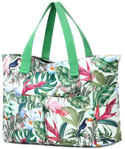 Myhozee Borsa Mare Donna Grande - Borsa da Spiaggia Danna XXL Famiglia Impermeabile Borse da Mare Grandi Tote Bag Beach Bag con Cerniera Shopping Bag Borsa Estiva per Spiaggia Viaggio Piscina Vacanza