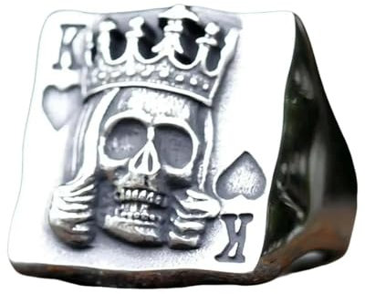 WEAV Design Krone Totenkopf Und Poker Ring Punk Cooler Schmuck Für Männer Frauen Schmuck Vintage