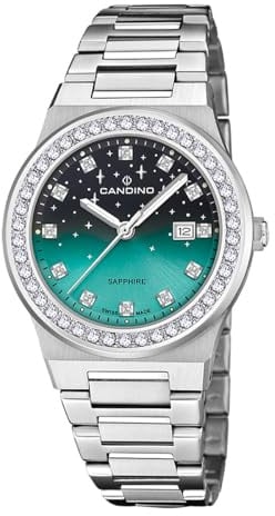 Candino Swiss Damenuhr Analog aus Edelstahl 316l Silberfarben | Quarzwerk, Widerstandsfähiges Saphirglas, Wasserdicht 5 ATM, Kalender C4749/2