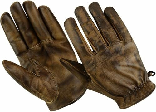 Cafe Racer Motorrad Leder Handschuhe Vintag Motorrad Retro Handschuhe Biker Motorrad Leder Handschuhe Motorrad Handschuhe (Brown, L)