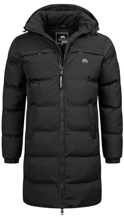 Arctic Seven Herren Winterjacke (S-3XL) - abnehmbare Kapuze, Wasserabweisend, Windabweisend, lange Steppjacke, Warme Jacke Männer - AS-424