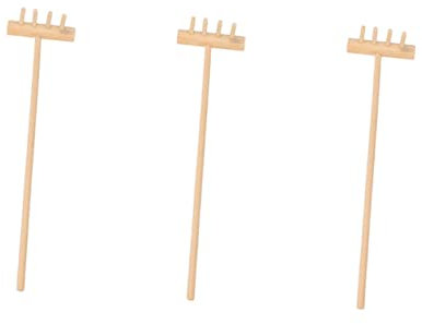 VICASKY Traditional Japanese Garden Rake Set for Zen Sand Garden 4 Tine Desktop Rake Mini Zen Garden Accessory