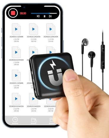 Magnetischer Mini Diktiergerät, 64 GB Aufnahmegerät mit Spracherkennung 160 Stunden Aufnahme, 1536kpbs Voice Recorder mit Rauschunterdrückung