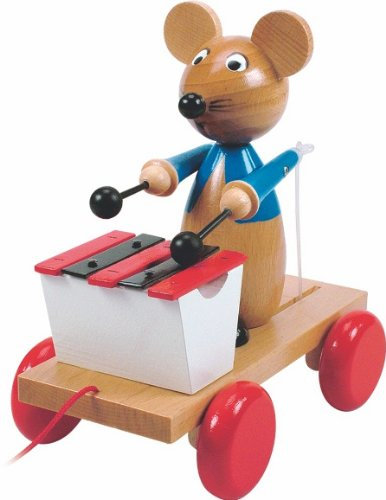 alles-meine.de GmbH ZIEHTIER ZIEHFIGUR NACHZIEHTIER Holz Maus m. XYLOPHON Woody Holzspielzeug