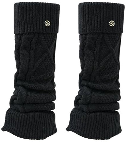 Andiwa Stulpen für Damen Mädchen aus Wolle Beinstulpen Gestrickte Beinlinge Leg Warmers Beinwärmer Flexibel Warme Kniewärmer Stiefelstulpen Langer Stulpensocken Beinwärmer (Schwarz, 40CM)