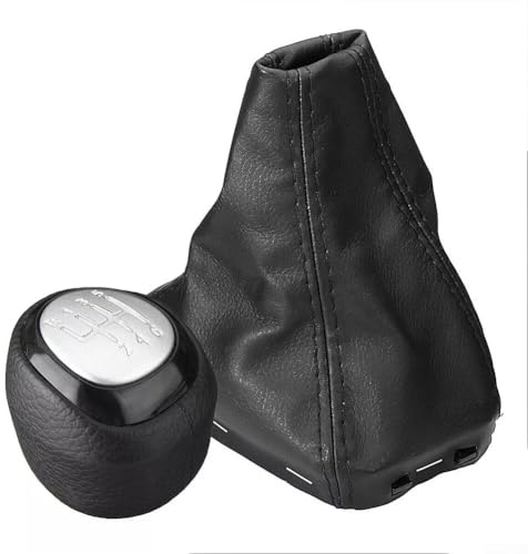 Besttoolifes Pomo de cambio de marchas de 5/6 velocidades, funda y base para SAAB 9-3 93 2003-2012, accesorio negro, perilla de palanca de cambios fácil de instalar con cubierta de maletero para