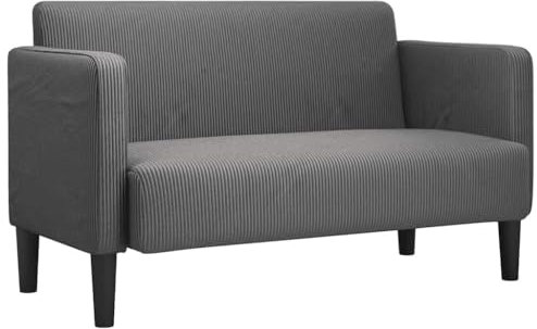 vidaXL Zweisitzer-Sofa, 109 cm, Cordstoff, Dunkelgrau, 2-Sitzer-Sofa, Couch, Polstersofa, Lounge Sofa