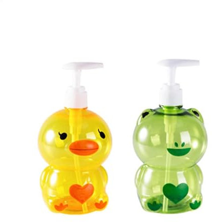 2 Stück Seifenspender Kinder Plastik, Pumpflasche 250/500ml Kunststoff, Frosch Seifenspender Kinder, Shampoo Spender Pumpflasche Kunststoff, Lotionspender Für Dusch Shampoo Spülung Badezimmer