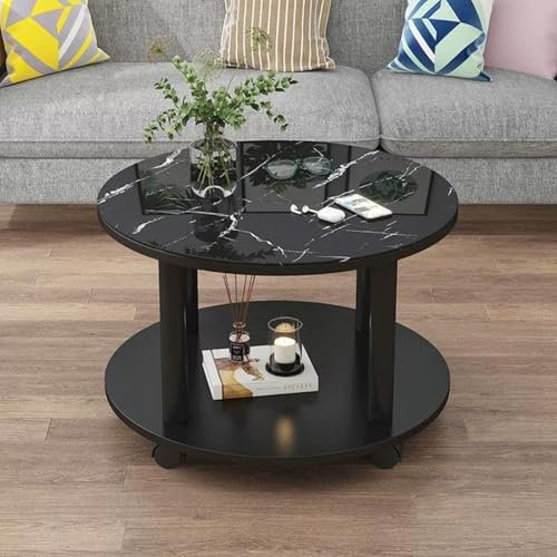 Couchtisch Mit Stauraum, Runder Couchtisch Aus Glas, Couchtisch Mit Glasplatte, Wohnzimmertisch Mit Rollen, Moderner Couchtisch Mit 2 Ebenen, Mode Schmiedeeisen Wohnzimmertisch, Kleiner Beistelltisch(