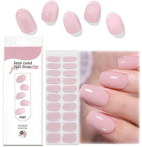 Virellay 20 Stück Rosa UV Gel Nagelfolie - Full Cover Gel Nail Stickers Pink - Gellack Wraps für Nagel -Nagelfolie Selbstklebend für Frauen Mädchen Nagelkunst