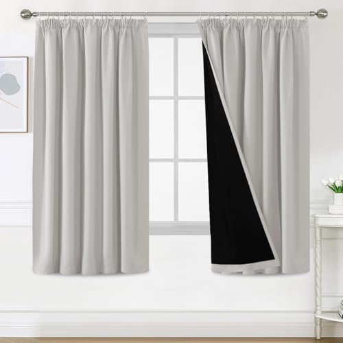 BellaHills Rideau Anti-Bruit Occultant 100% Opacité, Rideaux Occultant Thermique Isolant pour Salon Moderne et Cuisine,Nature Écru - Facile à Installe,140x175 cm,2 Panneaux
