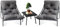 HavenGlide Gartenmöbel Set 3 teilig - Balkonmöbel Kleinen Balkon mit Gepolsterter & Tisch, Balkon Möbel Set | Bequemer Balcony Furniture Sitzgruppe für Garten Terrasse - Grau
