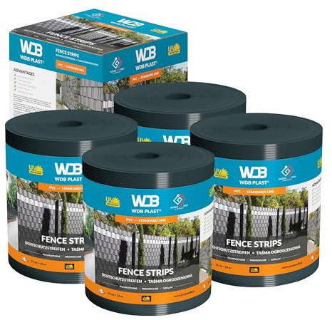 WDB - Sichtschutzstreifen für Doppelstabmatten Sichtschutz Zaun - Set 4X 26 m x 19 cm - PVC Windschutz Standard Line - 1200 g/m2 - Anthrazit - RAL 7016