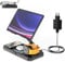 COCIVIVRE Stazione di ricarica 6 in 1 per tablet, caricabatterie wireless compatibile con Galaxy S25 Ultra/S24, caricatore per Galaxy Watch Ultra/7/6 con luci notturne e orologio, stazione di ricarica