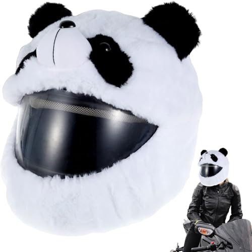 Ssguopte Motorradhelmabdeckung Cute Panda Polyester Plüsch Helmabdeckung Easy Installieren Sie Universal Fit Motorcycle verbessert den Spaß am Reiten