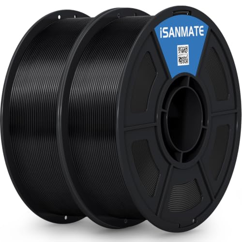 iSANMATE 2KG ASA Schwarz Filament 1.75mm, Premium Anti-UV Wetterbeständiges 3D Drucker Filament, Maßgenauigkeit +/- 0.02mm, 1KG/Spule, ASA Filament für 3D Drucker