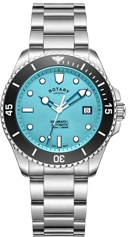 Rotary Men's Seamatic 300M Water Resistance Blue Dial Stainless Steel Bracelet Watch