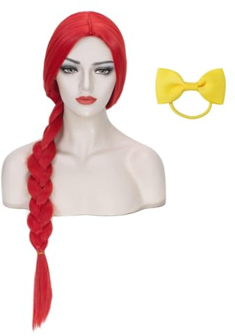 LeMarnia Red Long Braid Wig for Women Cowgirl Cosplay Wig Halloween Costume Wigs