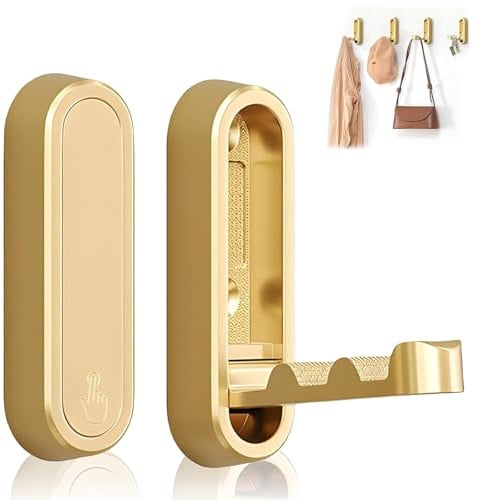 TENGWA 2 Piezas Ganchos Plegables Pared 90 Grados Gancho de Pared Plegable | Ganchos Colgador de Aleación de Zinc con Tornillos de Montaje para Colgar Ropa Abrigos Bufandas Monederos
