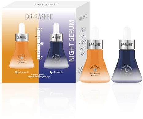 Gesicht Serum Set mit Vitamin C & Retinol 2x30ml - Gesichtsserum für Anti-Aging, Serum gegen Falten - Hautpflege für strahlende, gepflegte Haut - Tag- & Nachtpflege Serum - ideal als Geschenkset