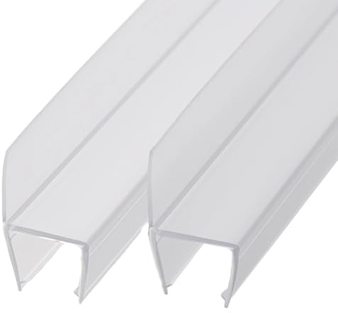 2 Pack 140 CM H Shape PVC Shower Door Seal Strips Clear Water Barrier for Glass Doors Compatible with 4 mm to 12 mm Glass Thickness (6mm)