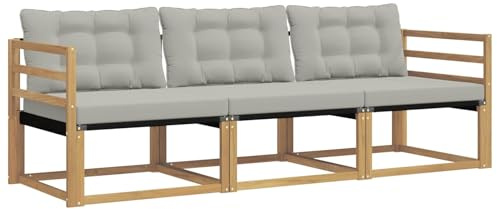 vidaXL Outdoor-Sofagarnitur mit Kissen 3 pcs Weiß und Hellgrau, Outdoor Sofa, Gartenmöbel, modernes Ecksofa, Terrasse Lounge, komfortable Sitzgelegenheit