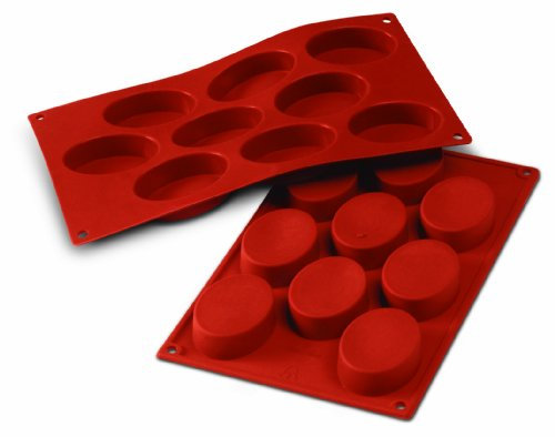 silikomart | SF0018 Silicone Mould for Oval Monoportions, Non-Stick, 9 Ovals, Pack of 1 Cake Mould, 70 x 50 mm, h 20 mm, Made in Italy
