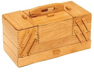 HobbyGift GB9590 Vintage Wood Cantilever Sewing Storage Box 23½ x 45 x 32cm