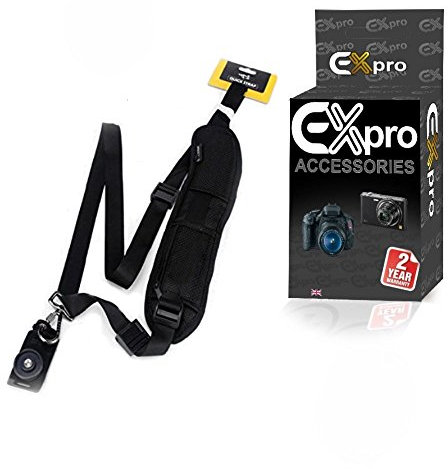 Ex-Pro® Soft Padded Quick Sling Rapid Camera Shoulder Strap For DLSR Cameras for Canon, Nikon, Sony, Olympus, Panasonic, Pentax - Black