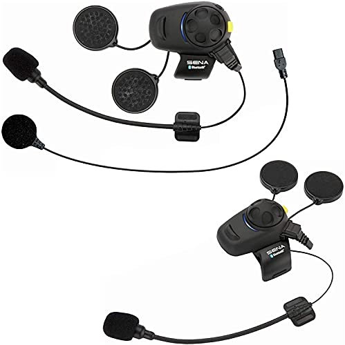 Sena SMH5D-FM-UNIV Auricolare e Interfono Bluetooth con Radio FM Integrata per Scooter e Moto, con Kit Microfono Universale Dual Pack, Nero, 2 pezzi