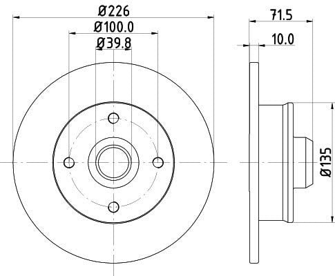 HELLA 8DD 355 101-661 Bremsscheibe - 53911PRO - beschichtet - 226mm - 10mm